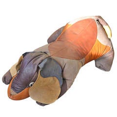 Vintage Leather Dachshund Dog Sculpture