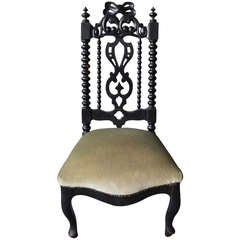 Antique 19th Century Ebonized Victorian Nursing or Slipper Chair