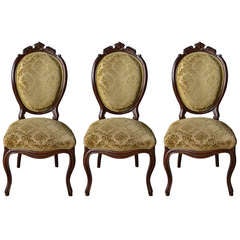 Set of Three 19th Century Black Forest Mahogany Side Chairs