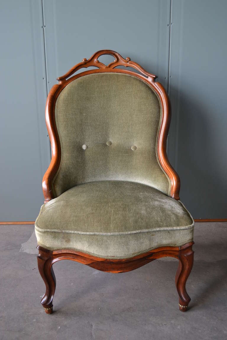 Set of Two 19th Century German Rosewood Nursing or Slipper Chairs