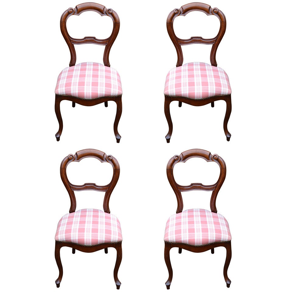 Set of Four 19th Century Dutch Mahogany Side Chairs For Sale