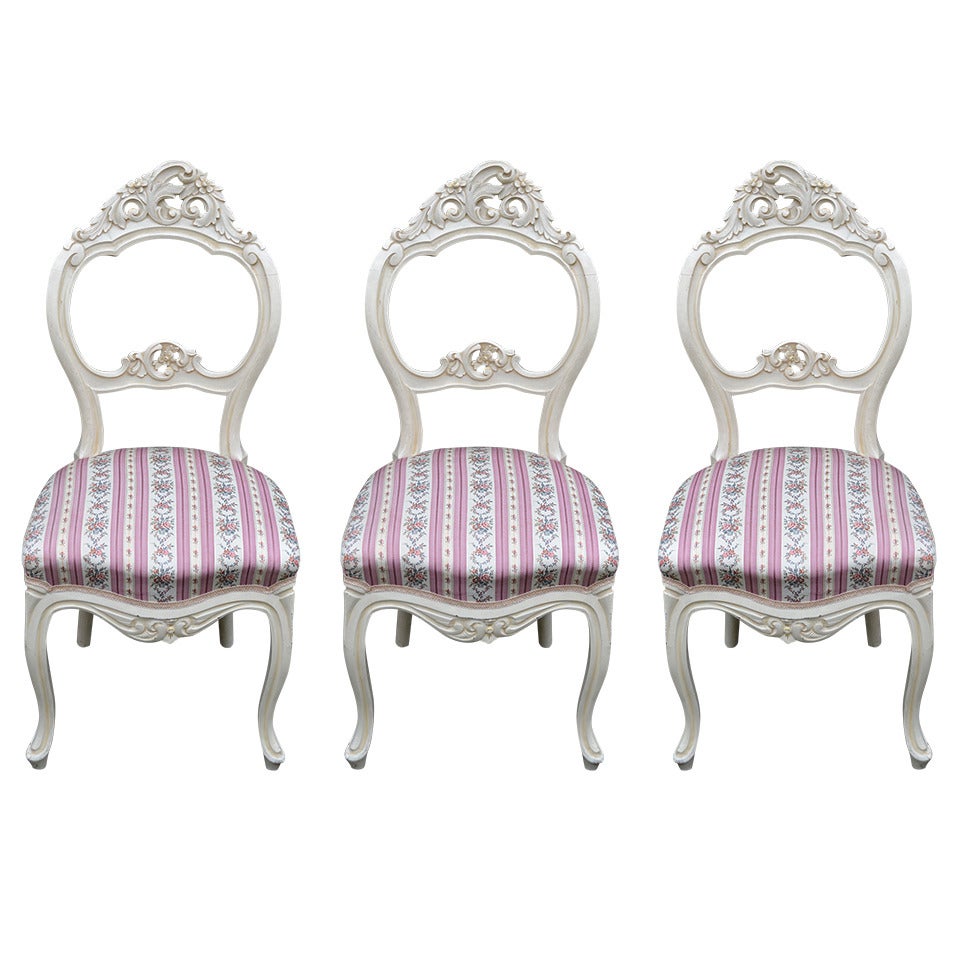 White-Painted Mahogany 19th Century Dutch Boudoir Chairs For Sale
