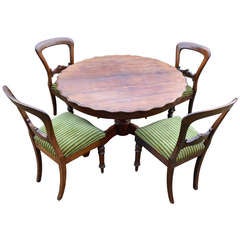 19th Century Mahogany Table + Set of Four Mahogany Side Chairs