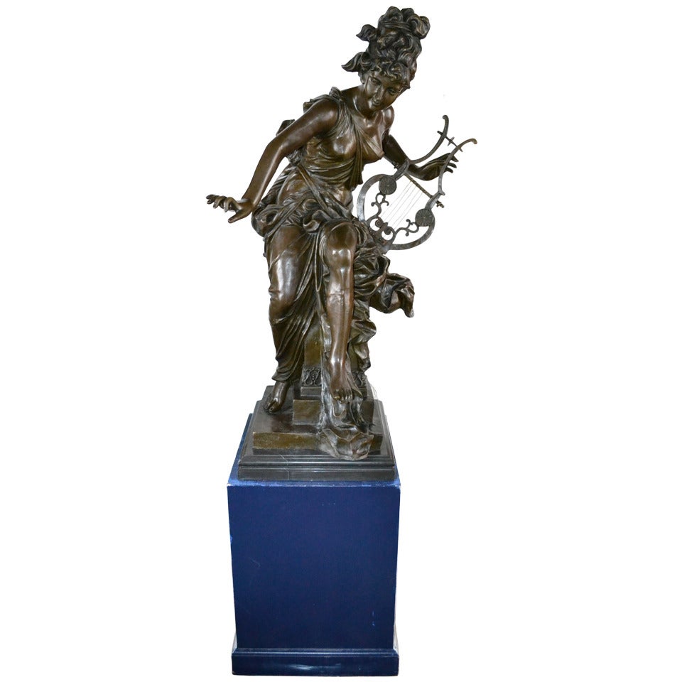 Bronze Statue of the Muse Terpsichore by Carrier-Belleuse For Sale