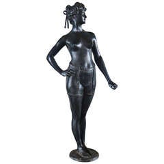 Attractive Art Nouveau Bronze Statue of a Lady in Suspenders Only This Saturday Sale