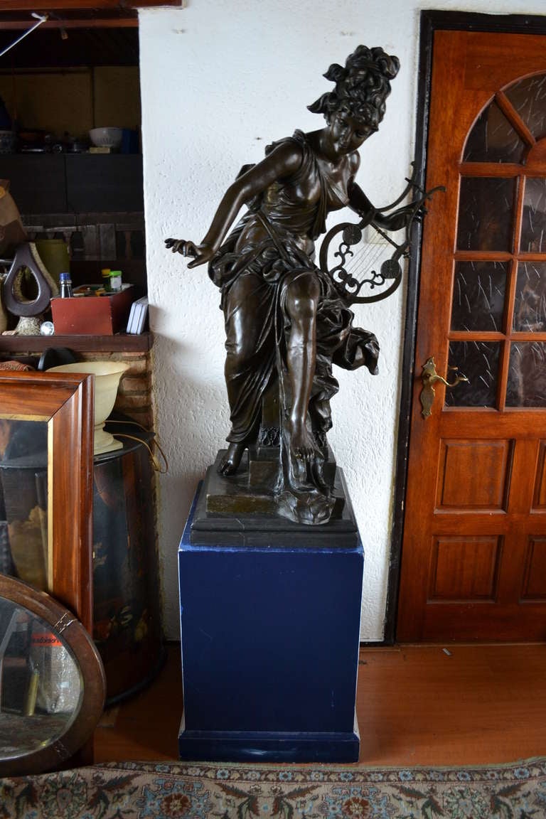 French Bronze Statue of the Muse Terpsichore by Carrier-Belleuse For Sale