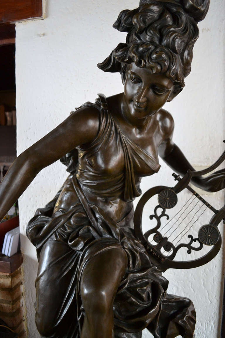 Bronze Statue of the Muse Terpsichore by Carrier-Belleuse In Excellent Condition For Sale In Werkendam, NL
