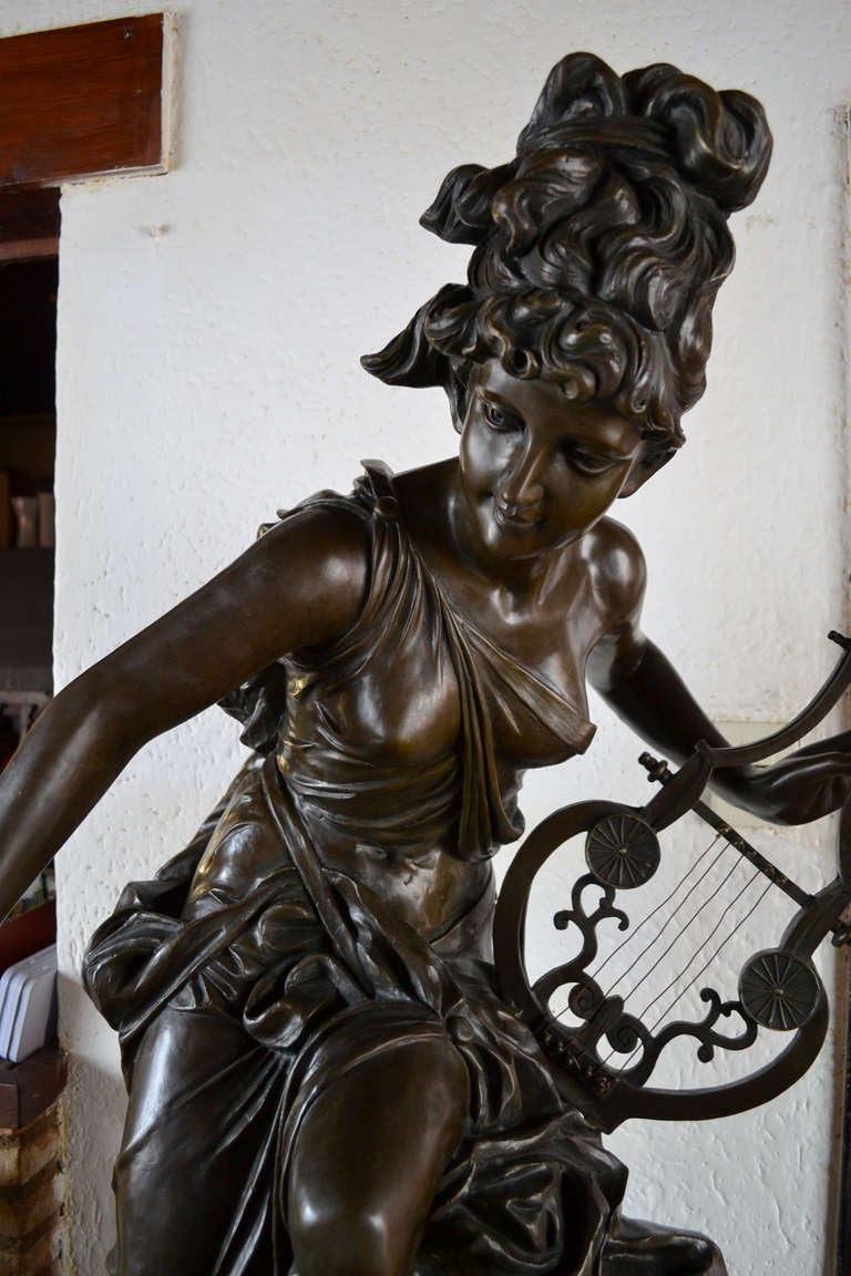 19th Century Bronze Statue of the Muse Terpsichore by Carrier-Belleuse For Sale