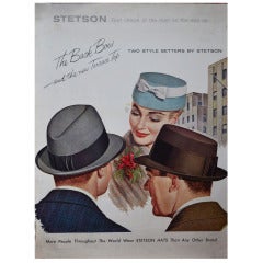 Vintage Back in Memory Lane, Fine Stetson Gents Hat Poster, 1956