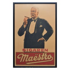 Vintage Poster Featuring a Dapper Gentleman Savouring a Maestro Cigar