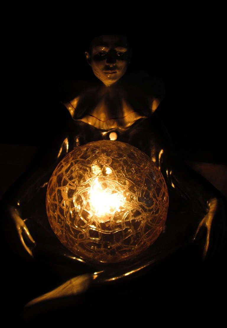 Extremely Rare Art Deco Table Lamp in the Form of a Pierrot