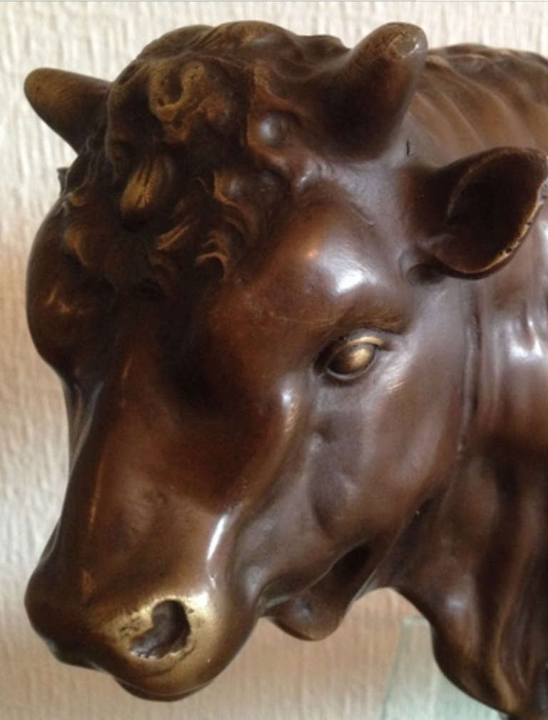 Napoleon III Rare Sculpture of a Bronze Bull by Jean Didier Debut For Sale
