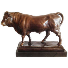 Rare Sculpture of a Bronze Bull by Jean Didier Debut