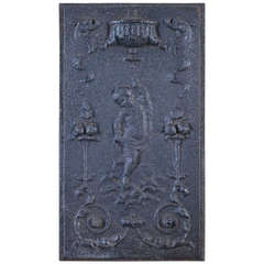 Small 17th or 18th Century Cast Iron Fire Back or Hearth Panel