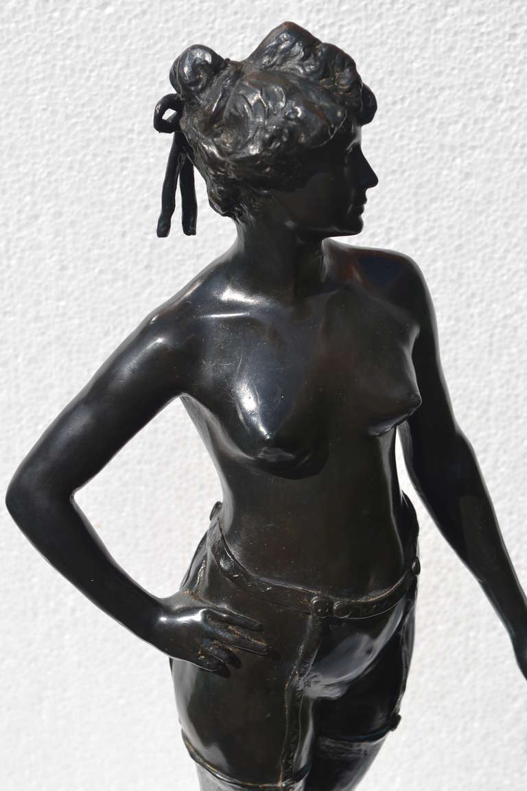 Art Nouveau Bronze of a Young Woman by Swedish Sculptor Carl Milles For Sale