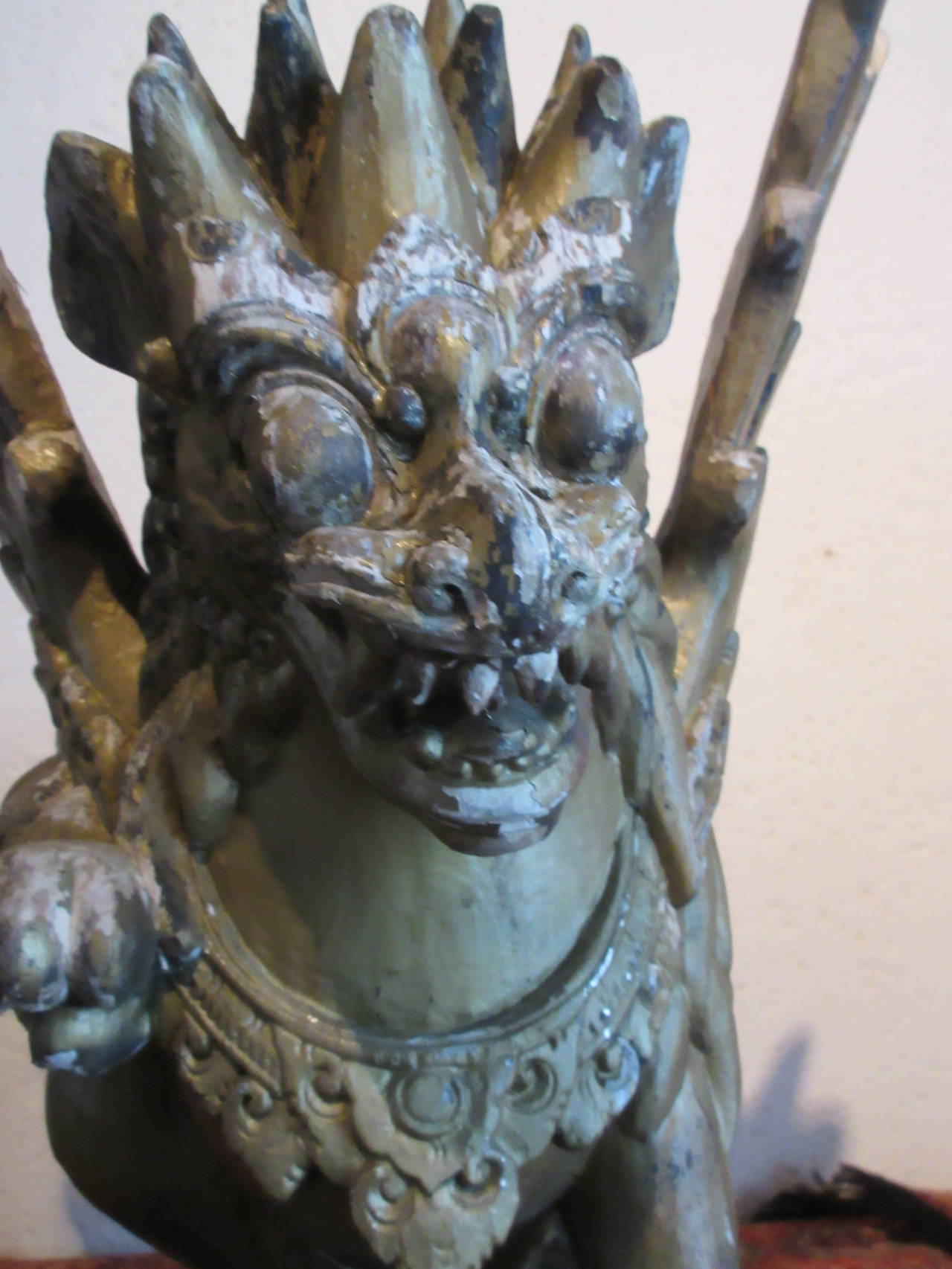 Early Sculptured Wooden Balinese Temple Guards