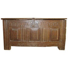 Antique Rare 17th Century Oak Coffer