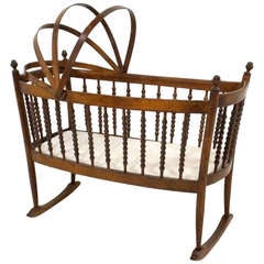 Antique A Dutch Wooden Rocking Cradle