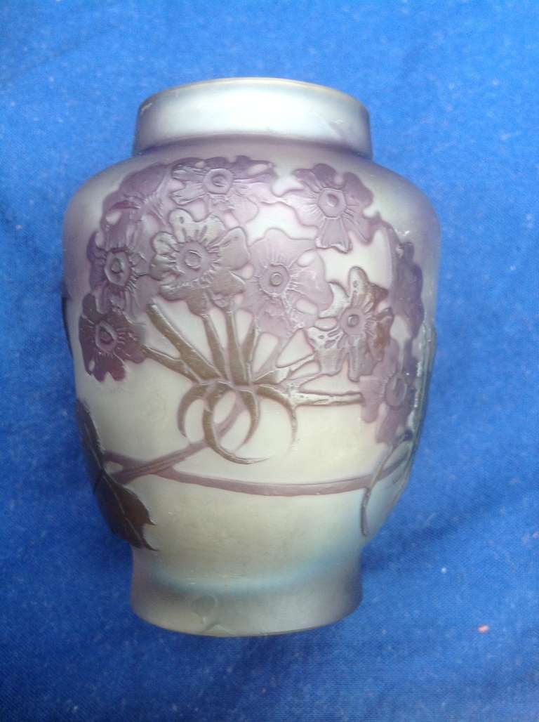 French Emile Gallé Art Nouveau Period Cameo or Pâte De Verre Vase, circa 1900 For Sale