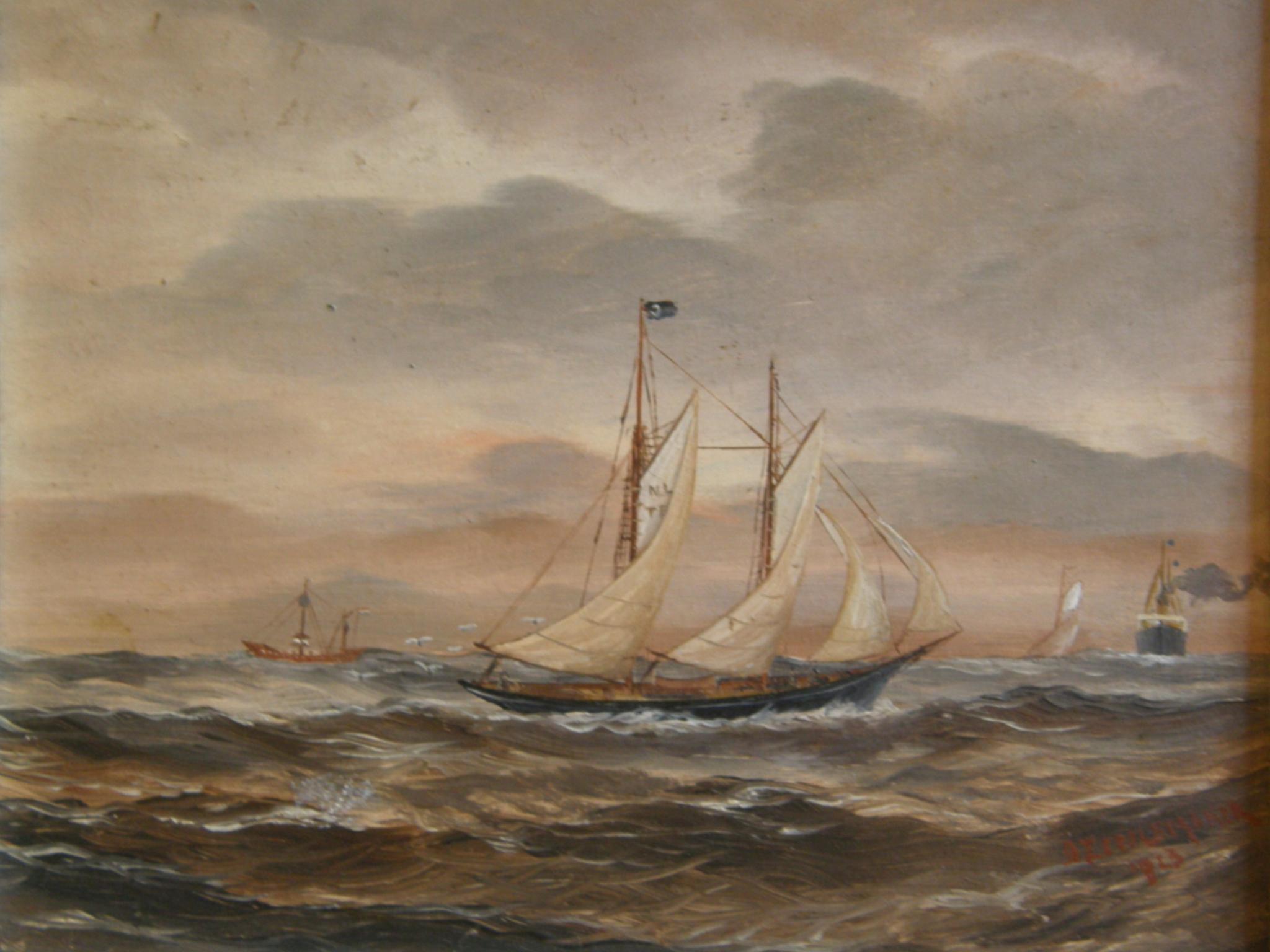 Marine Oil Painting by Douwe Zeijlemaker For Sale