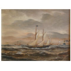 Antique Marine Oil Painting by Douwe Zeijlemaker