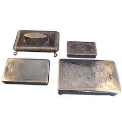 Four Dutch Antique Silver Tobacco or Snuff Boxes