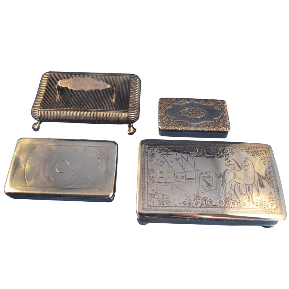 Four Dutch Antique Silver Tobacco or Snuff Boxes For Sale