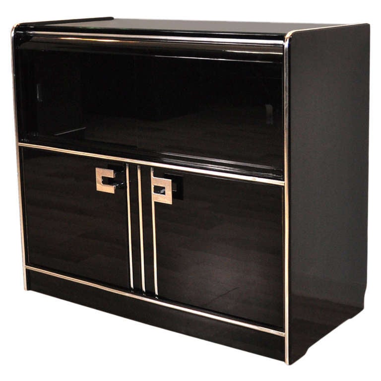 Elegant Art Deco Dresser with Sliding Glass Doors at 1stDibs