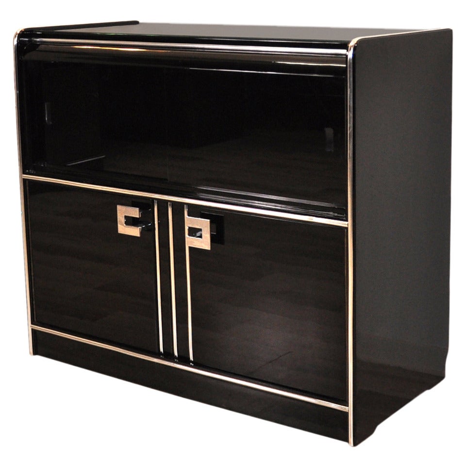 Elegant Art Deco Dresser with Sliding Glass Doors at 1stDibs