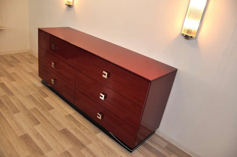 Contemporary Large Modern Style Sideboard in Rosso Red For Sale
