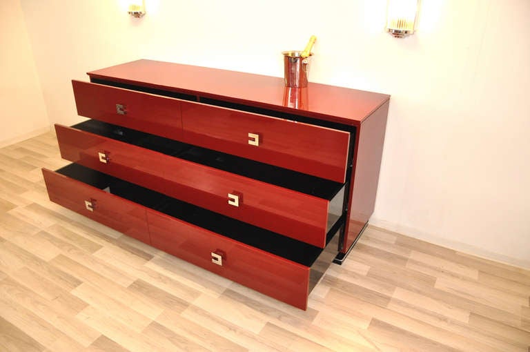 Large Modern Style Sideboard in Rosso Red For Sale 1