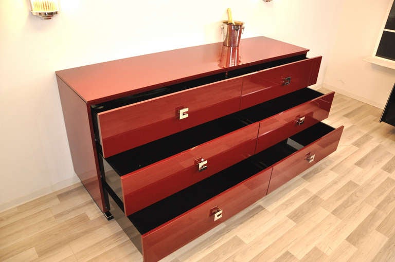 Large Modern Style Sideboard in Rosso Red For Sale 2
