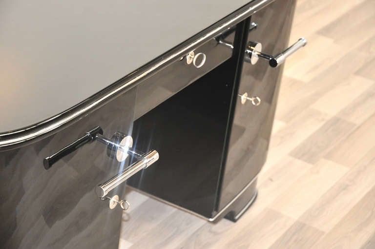 Polished Black Piano Lacquer  Desk For Sale