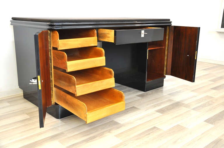 Contemporary Design Desk With Dark Grey Metallic Finish For Sale