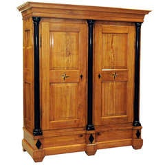 Monumental Inlaid Biedermeier Cabinet Made Of Solid Cherry Wood