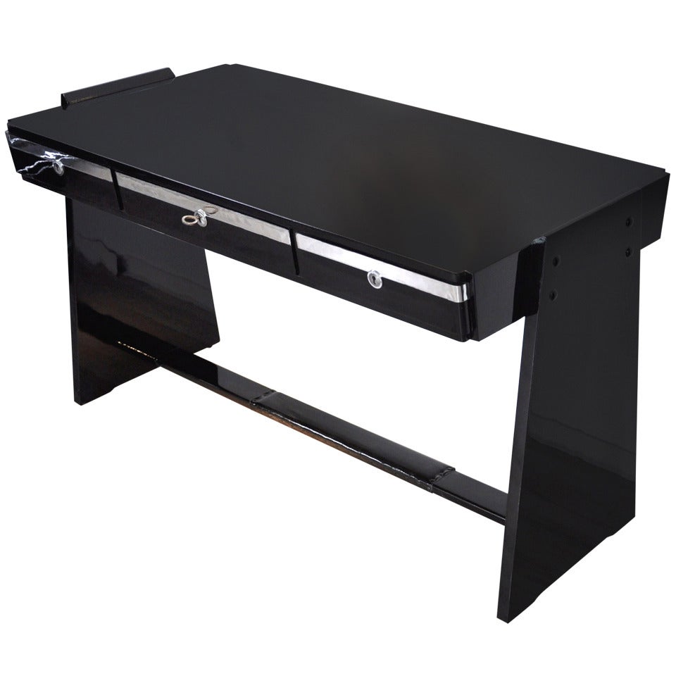 Bauhaus Desk in High Gloss Black For Sale
