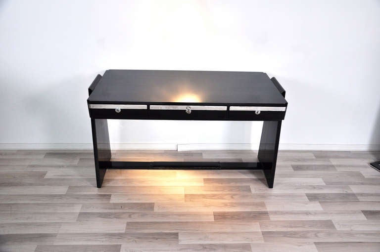 Late 20th Century Bauhaus Desk in High Gloss Black For Sale