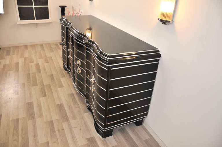 Art Deco Sideboard Chrome Liner In Excellent Condition In Senden, NRW
