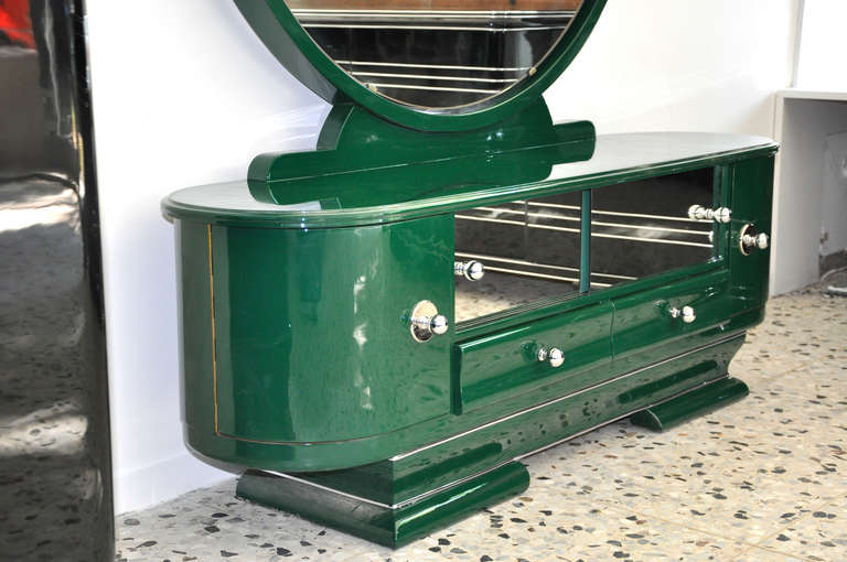Vintage Art Deco Console / Dresser in Racing Green In Excellent Condition In Senden, NRW