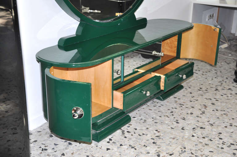 Vintage Art Deco Console / Dresser in Racing Green 1