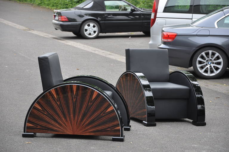 Pair of Art Deco Macassar Armchairs In Excellent Condition In Senden, NRW