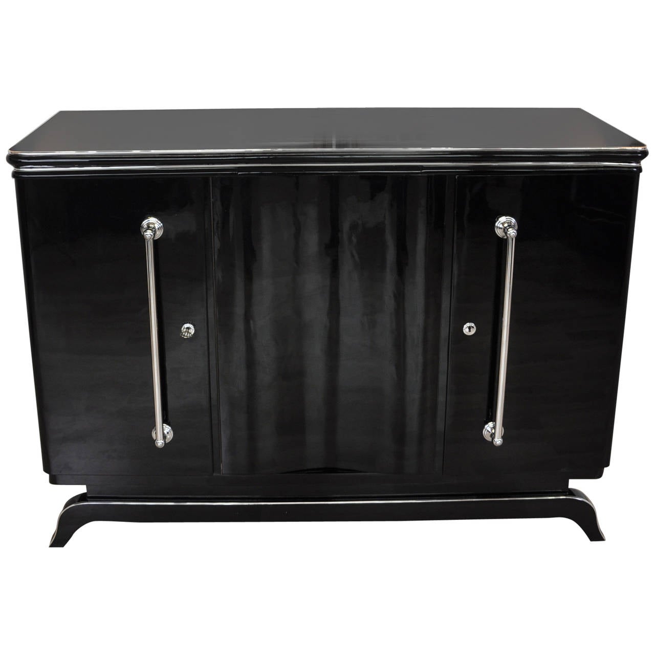 Large Art Deco Highboard with Chrome Handles For Sale at 1stdibs