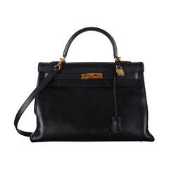 STAPLE IN YOUR CLOSET HERMES KELLY 35cm BLACK W GOLD HARDWARE