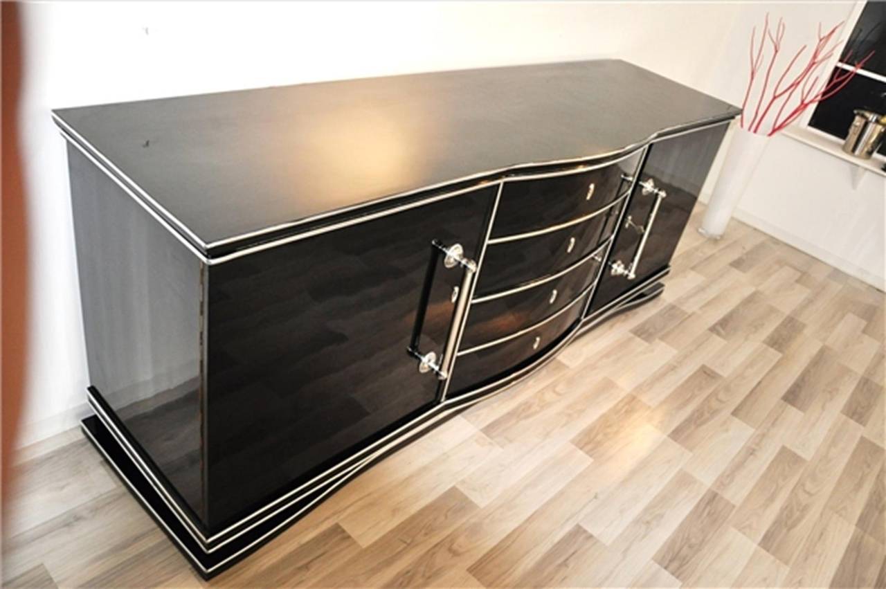 Black Art Deco Extra Large Sideboard For Sale at 1stdibs