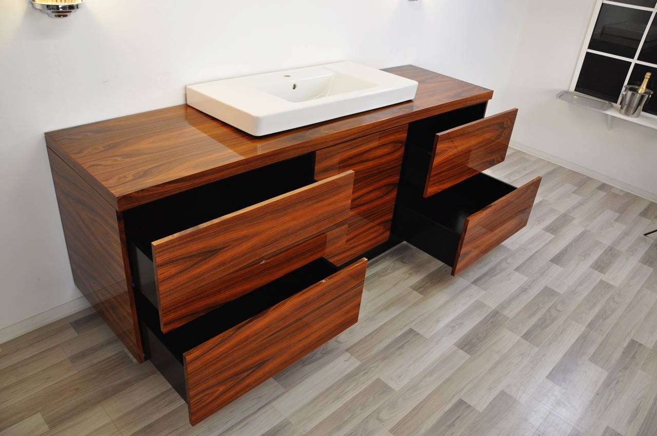 Extra Large Art Deco Bathroom Furniture made of Jacaranda For Sale at