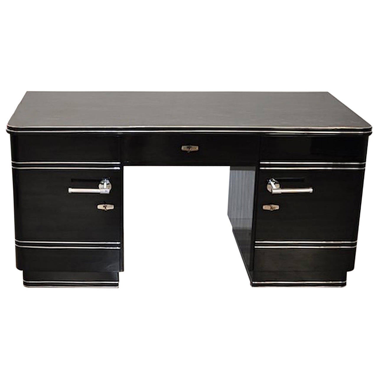 Art Deco Desk Chrome Liner at 1stDibs