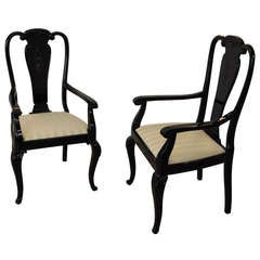 Vintage Art Deco Pair Of Newly Upholstered Chairs