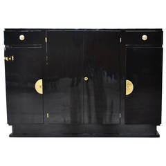 Art Deco Highboard with Brass Fittings