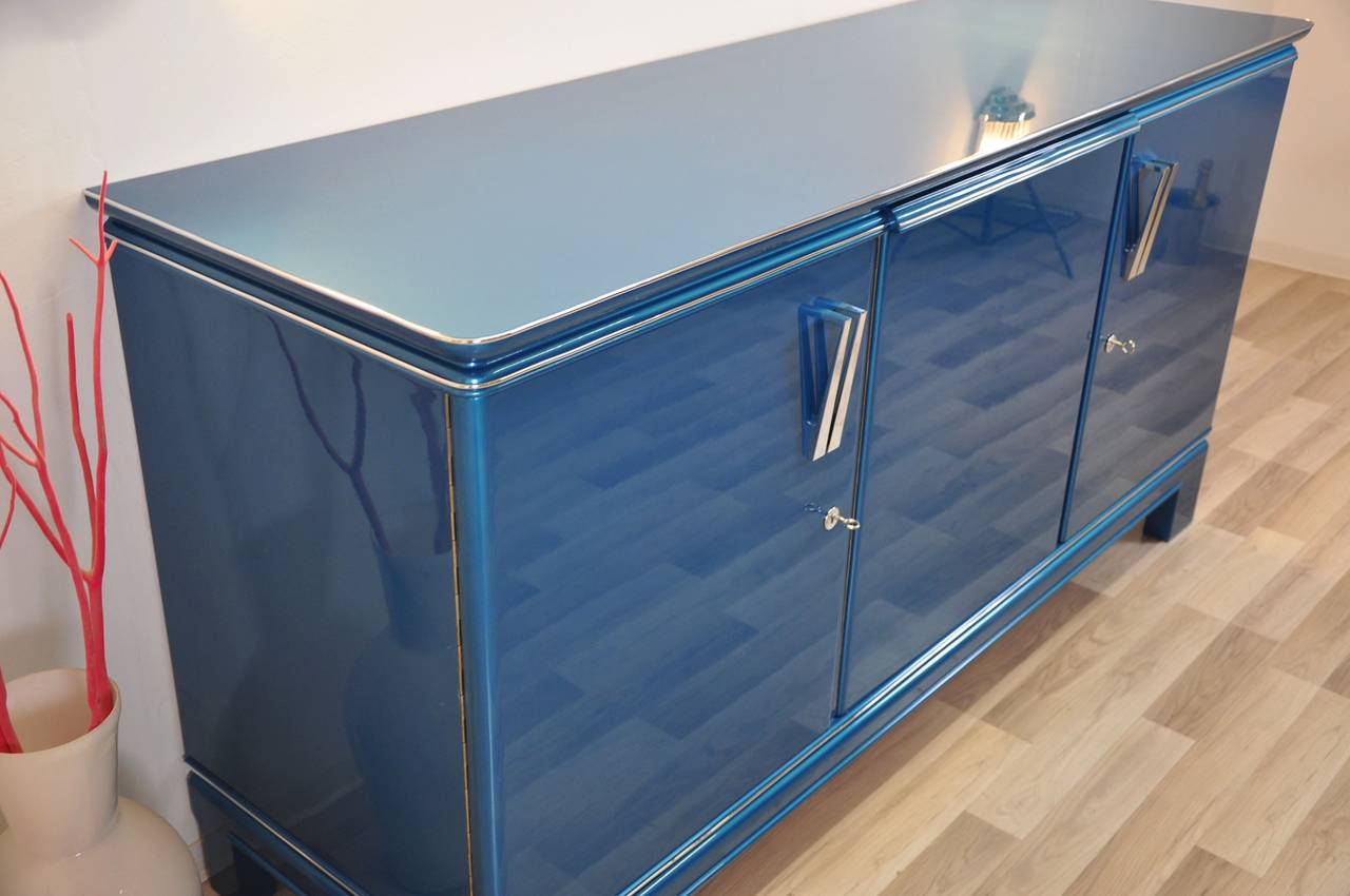 Blue Sideboard Art Deco For Sale at 1stdibs