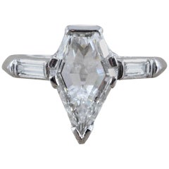 1.64 Carat Diamond Kite Shape Gold Engagement Ring